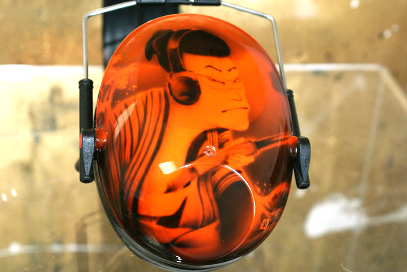 クレー射撃用イヤーマフ 浮世絵風 ペイント　