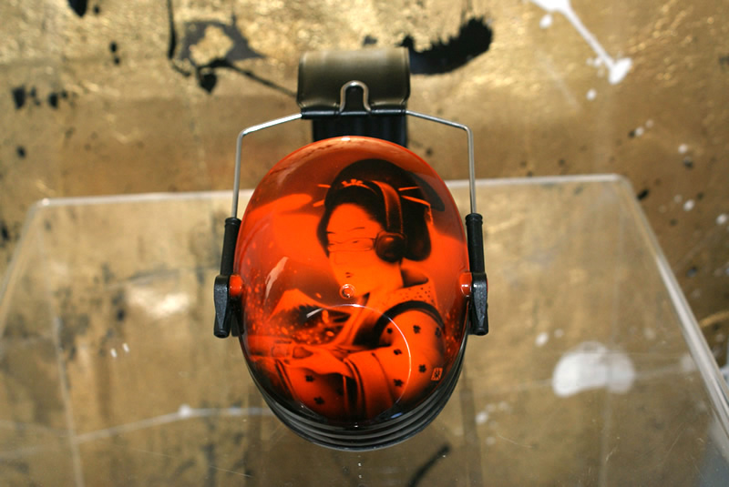 クレー射撃用イヤーマフ 浮世絵風 ペイント　