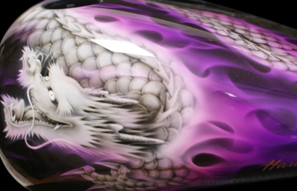 HARLEY DAVIDSON FLHRCにリアルフレイムスのカスタムペイントを施した施工例