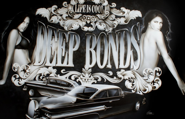 60インパラにエアーブラシによるミューラルペイントの施工例　　