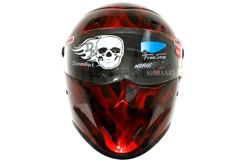  SIMPSON HELMET  リアルフレイムスメタリックシルバー キャンディレッド　