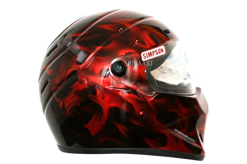  SIMPSON HELMET  リアルフレイムスメタリックシルバー キャンディレッド　