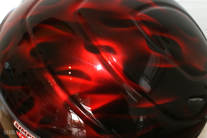  SIMPSON HELMET  リアルフレイムスメタリックシルバー キャンディレッド　