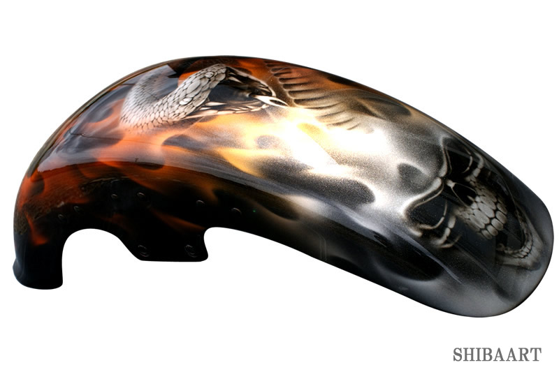  HARLEY DAVIDSON リアルフレイムス　メタリックシルバー+キャンディーオレンジ　スカルデザイン　　