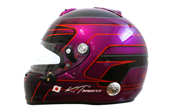 キャンディーピンクパープル　グラフィックヘルメット カスタムペイントの施工例