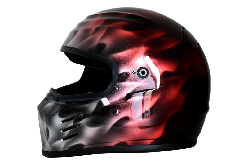  SIMPSON HELMET  リアルフレイムスメタリックシルバー キャンディレッドグラデーション