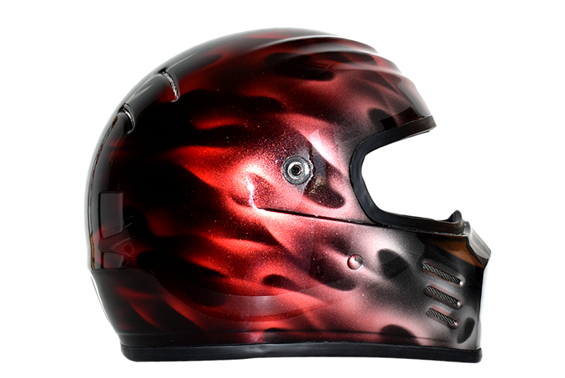  SIMPSON HELMET  リアルフレイムスメタリックシルバー キャンディレッドグラデーション