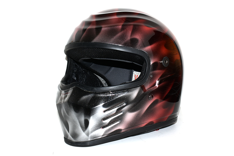  SIMPSON HELMET  リアルフレイムスメタリックシルバー キャンディレッドグラデーション