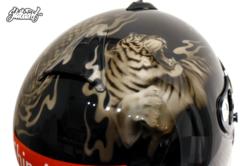 　ARAI GPチェッカーフラッグ,龍図虎図,ブラッククリア仕上げ　