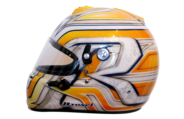 フレークベース　キャンディーカラー グラフィックペイント レーシングヘルメットカスタムペイントの施工例