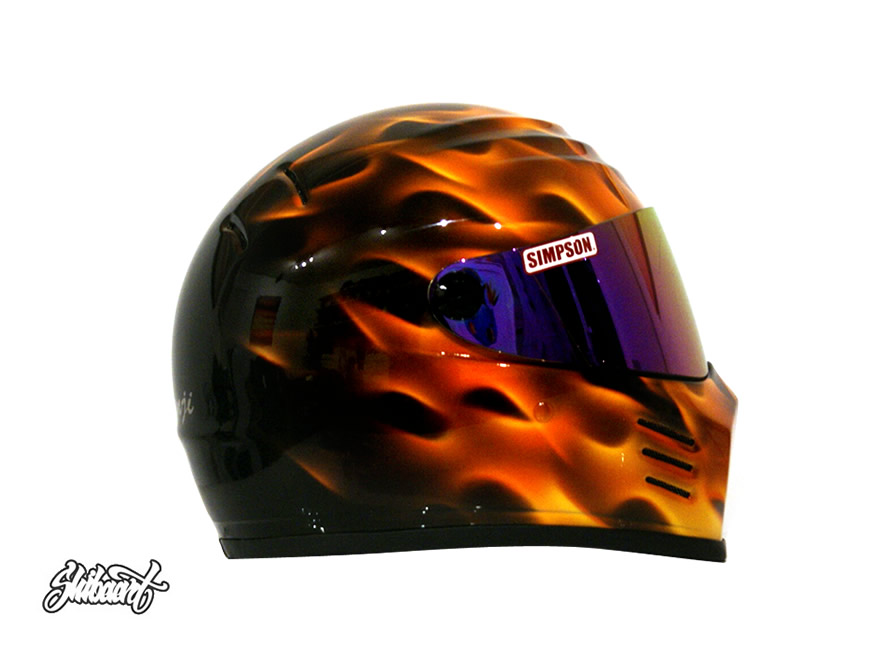 リアルフレイムス　オレンジイエロー  HELMET カスタムペイント