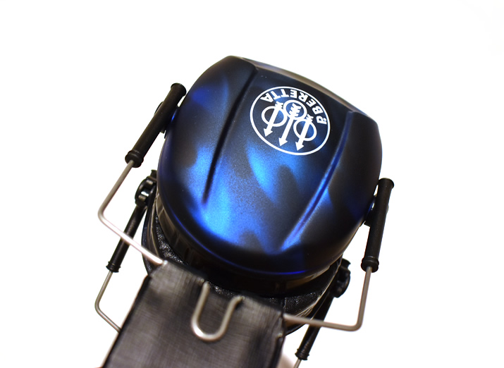 クレー射撃用イヤーマフ ペイントリアルフレイムスメタリックシルバー＆ロゴマット仕上げ　