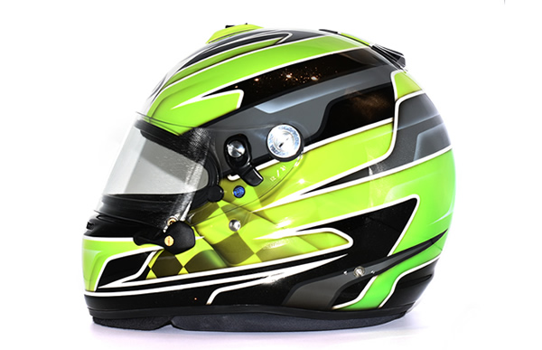 チェッカーフラッグ　グラッフィックレーシングヘルメットカスタムペイントの施工例