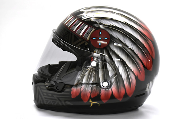 インディアン　
ウォーボンネット(War bonnet) デザイン  HELMETカスタムペイントの施工例
