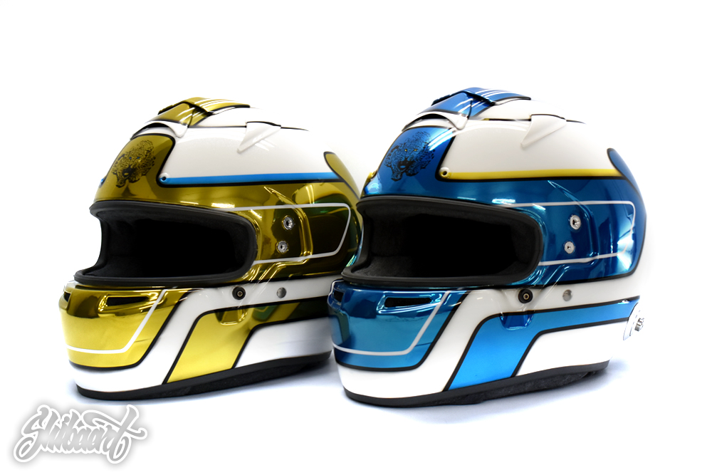 BELL レーシングヘルメット カスタムペイント｜メッキ塗装、キャンディーグラフィック、スパークルラメ入り