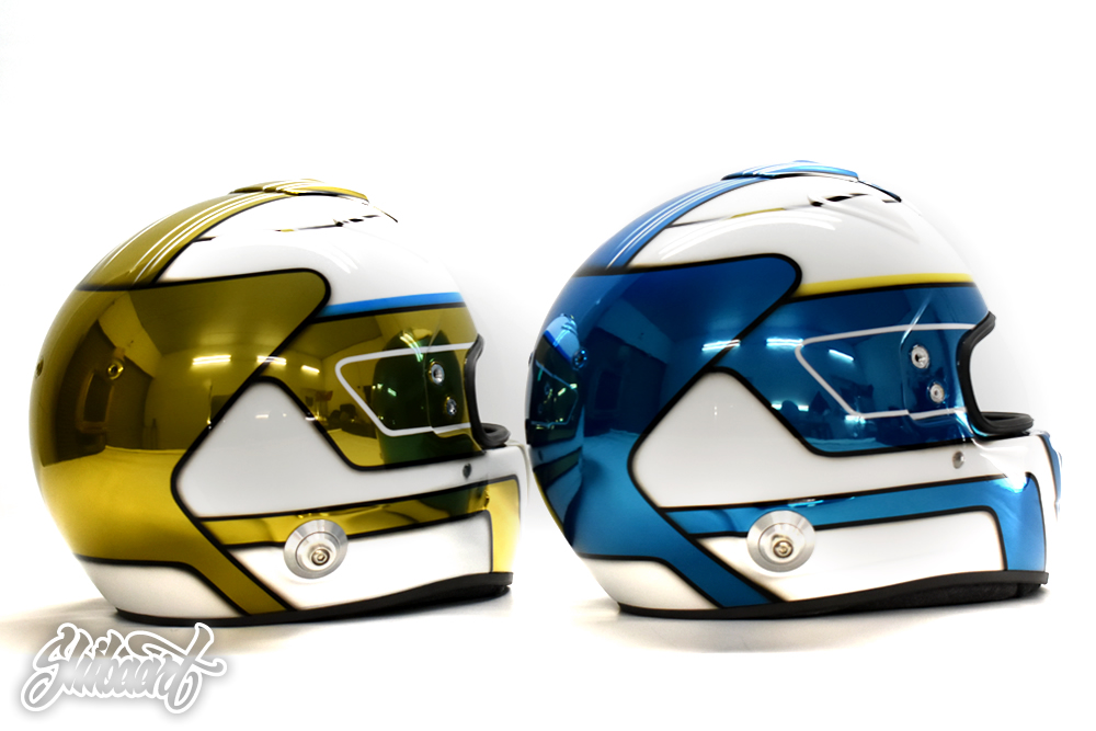 BELL レーシングヘルメット カスタムペイント｜メッキ塗装、キャンディーグラフィック、スパークルラメ入り