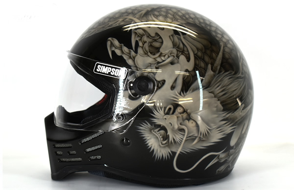 龍図　ブラッククリアーコーティング  ヘルメットカスタムペイントの施工例