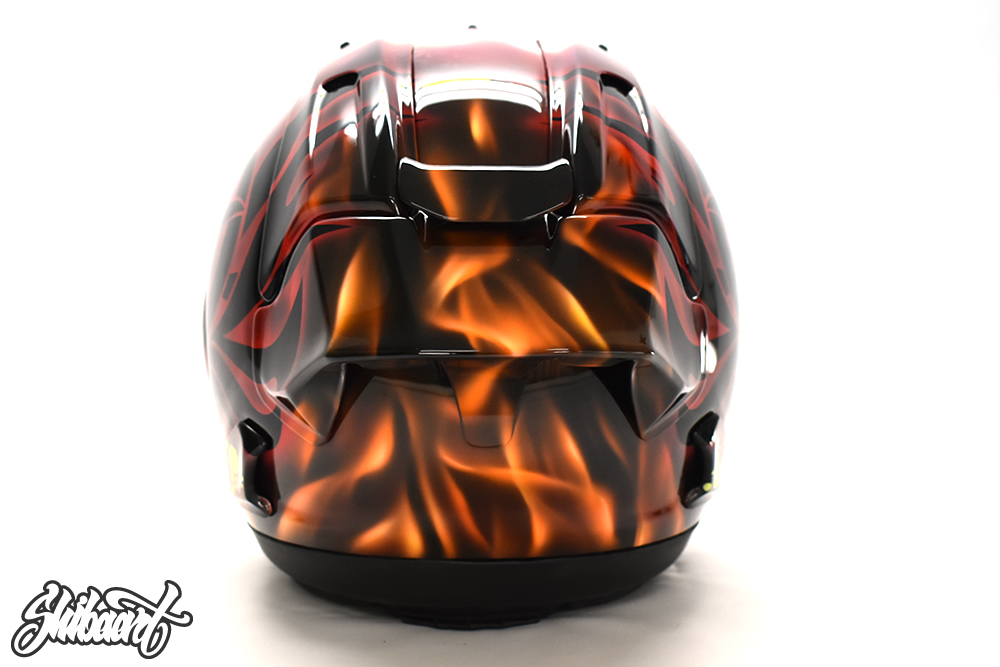 リアルフレイムス狐グラフィック  ヘルメット カスタムペイントの施工例