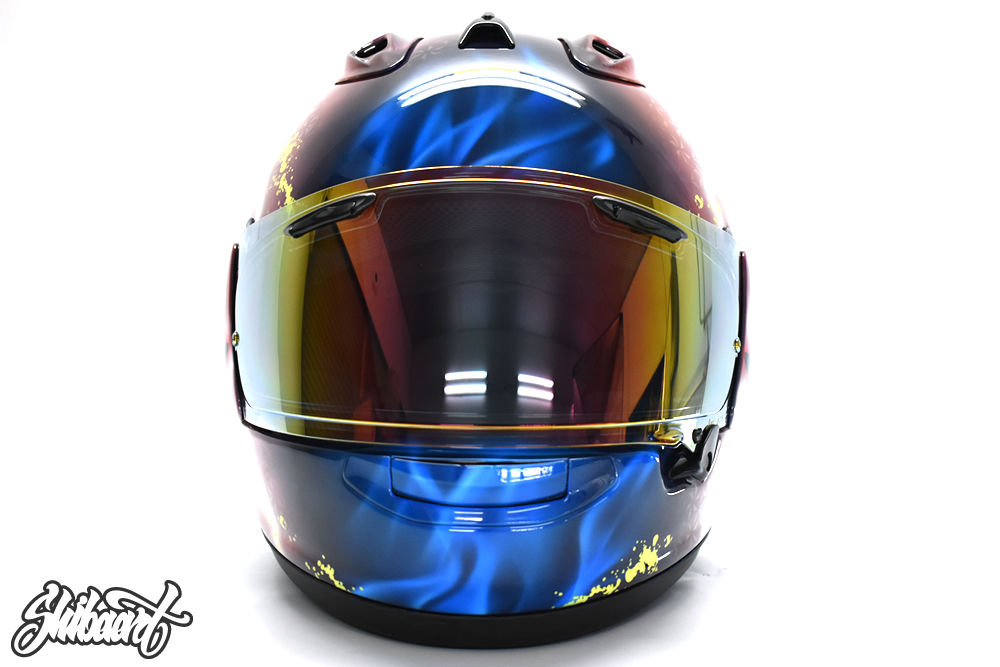 リアルフレイムス狐グラフィック   ヘルメット カスタムペイントの施工例