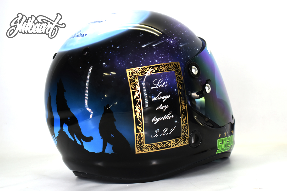 SHIBAARTによる、ARAI製競艇用（ボートレース）ヘルメットのカスタムペイント事例です