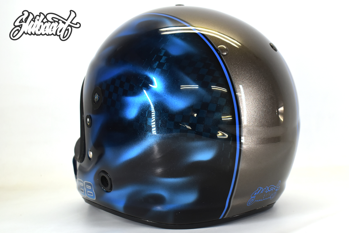 アライ製競艇用カーボンヘルメットのカスタムペイント事例 ボートレーサー　一宮　稔弘選手　＃3788