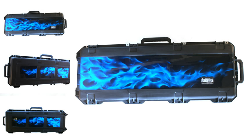 ギターケースに施したリアルフレイムス