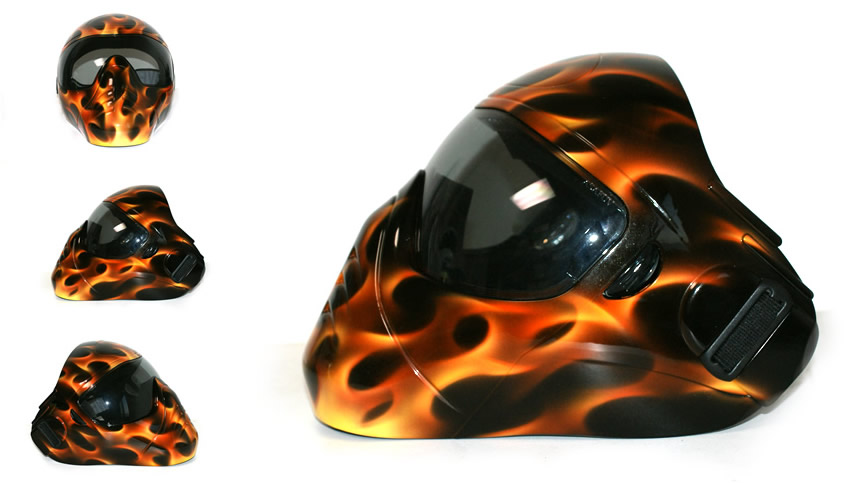 オーダーメイドフェイスマスクに施したリアルフレイムスのカスタムペイント