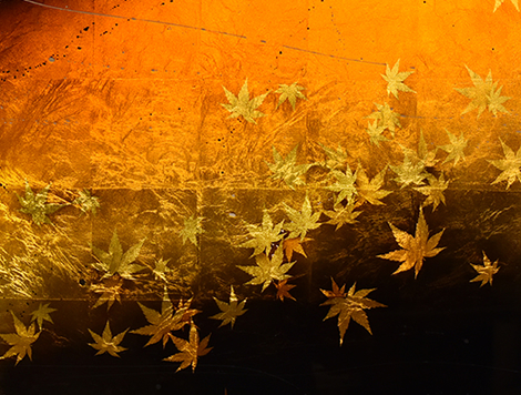 金箔アートペイント　アクリルパネルもみじデザインの施工例
